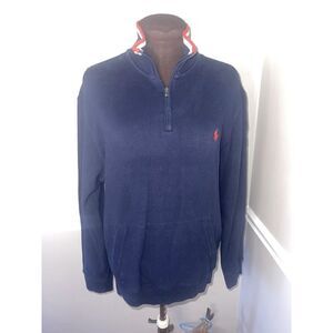 Polo Ralph Lauren 1/4 Pullover Shirt‎ Navy Red White Pockets Mens M